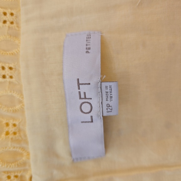 Loft Cotton Embroidered Floral Ruffled Eyelet Sleeveless Dress Yellow Size 12 - Picture 11 of 11